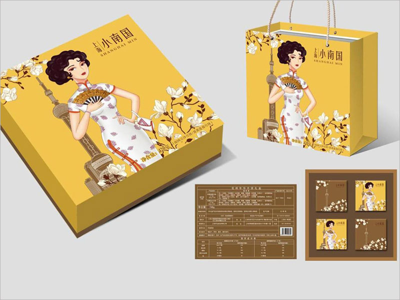上海小南國月餅禮盒包裝設(shè)計(jì)，手繪老上海風(fēng)，獨(dú)具特點(diǎn)