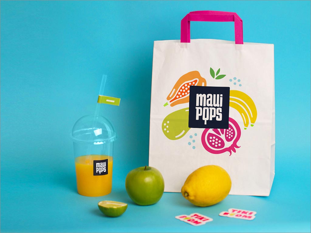 美國毛伊島雪糕冷飲店logo店面設計之手提袋設計 美國毛伊島雪糕冷飲店logo店面設計之手提袋設計