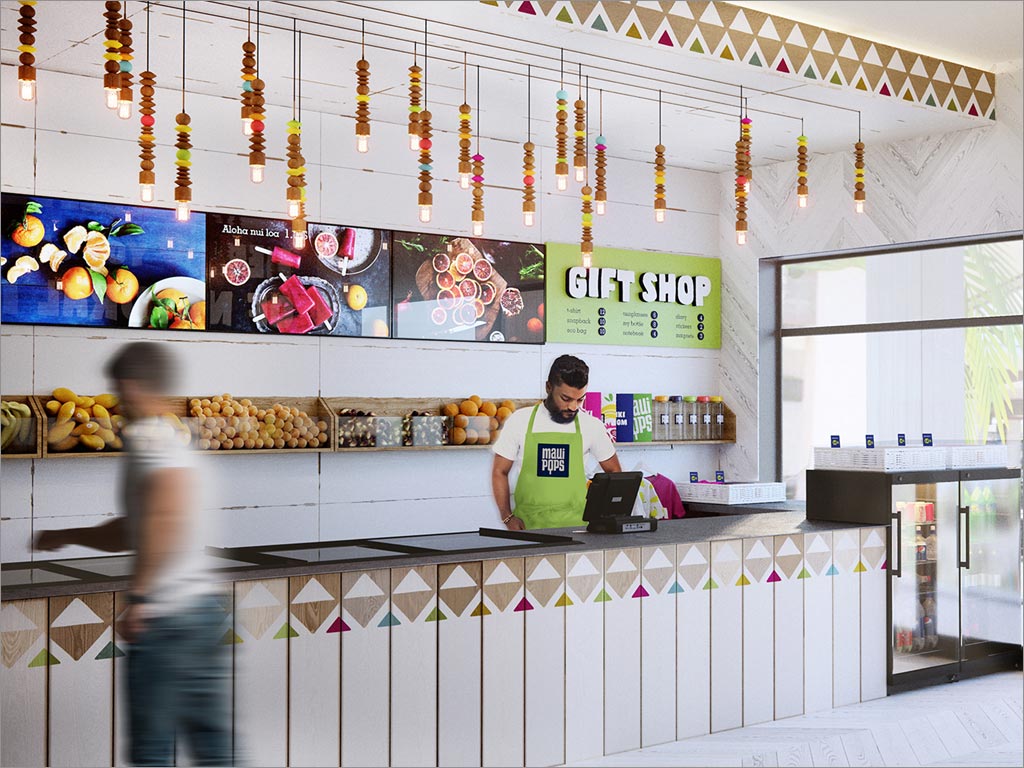 美國毛伊島雪糕冷飲店logo店面設計之收銀臺設計 美國毛伊島雪糕冷飲店logo店面設計之收銀臺設計