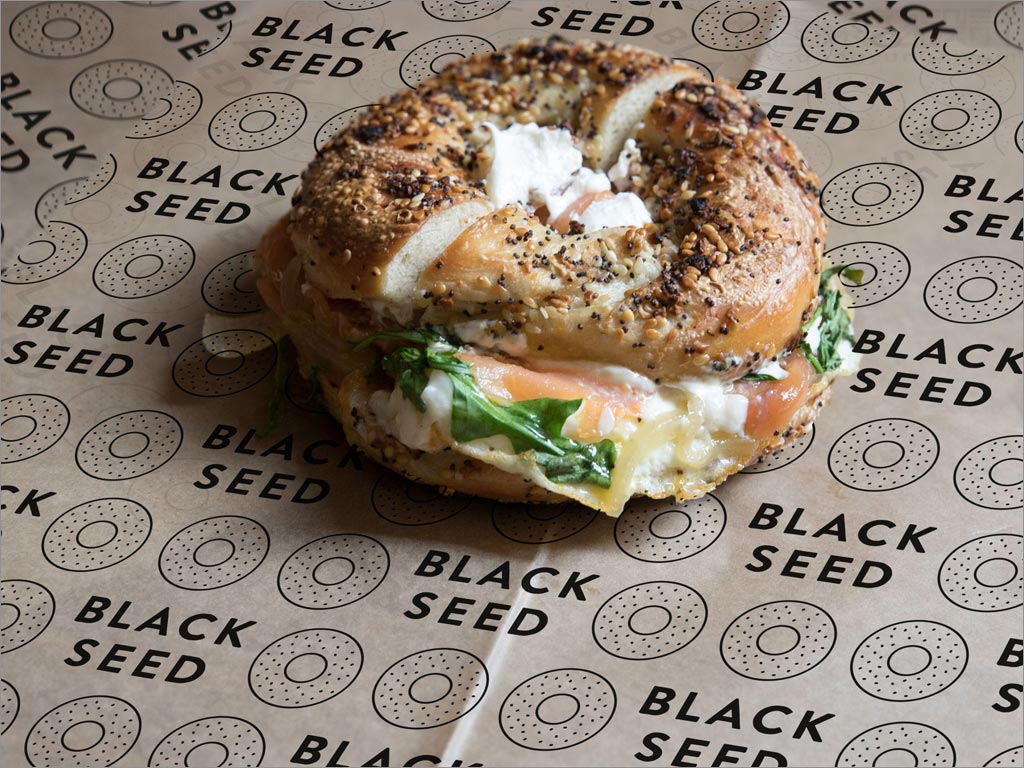 美國Black Seed Bagel食品品牌形象設(shè)計(jì)之百吉餅包裝紙?jiān)O(shè)計(jì)
