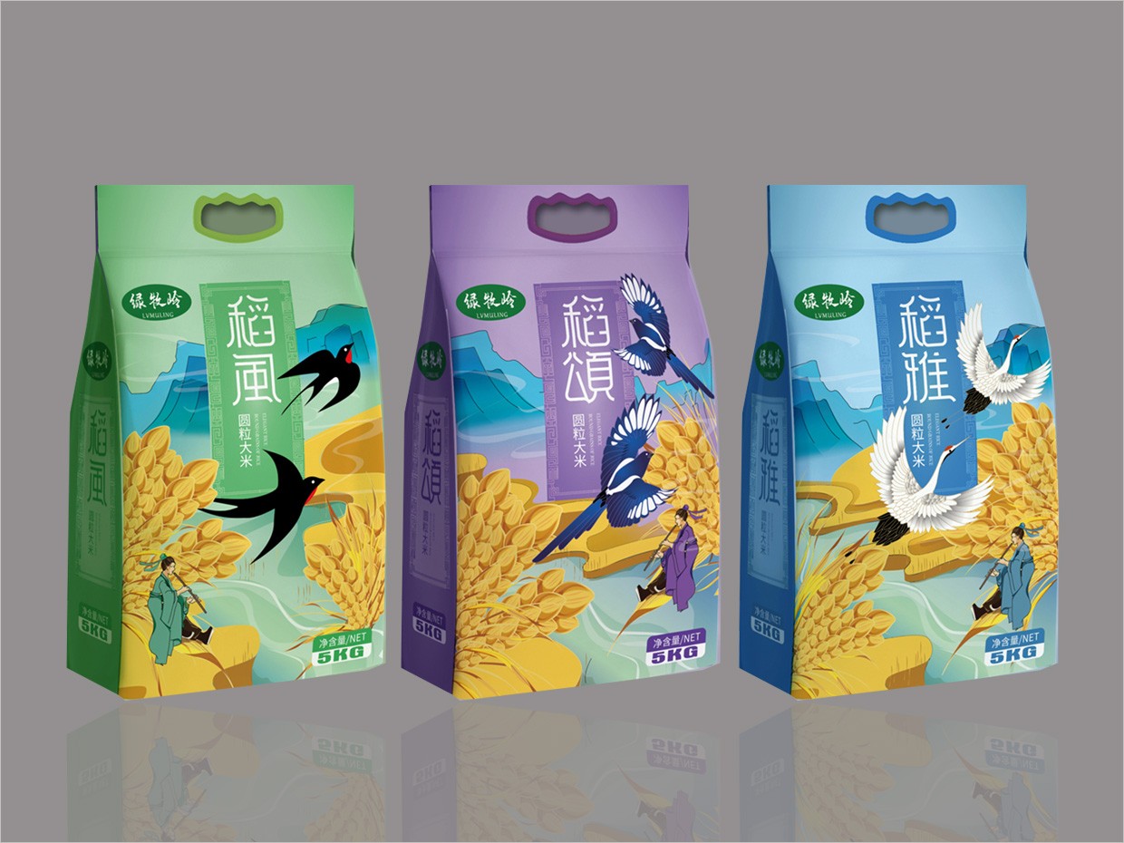 綠牧嶺大米農(nóng)產(chǎn)品包裝設(shè)計之集合圖 綠牧嶺大米農(nóng)產(chǎn)品包裝設(shè)計之集合圖